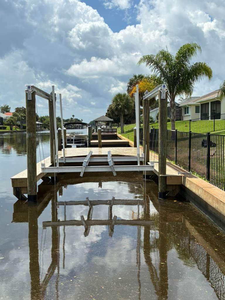 Boat lift installed with new dock work